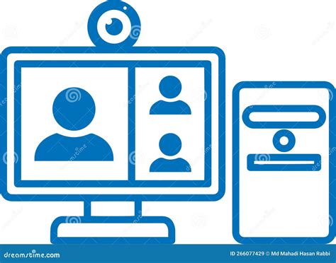 Online Webinar Icon Online User Icon Video Chat Blue Vector Icon