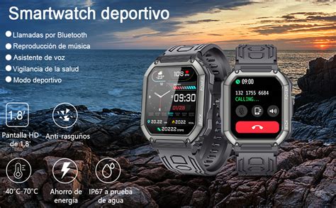 AXIDUN Reloj Inteligente Smartwatch Militar De 1 8 HD Pantalla Con