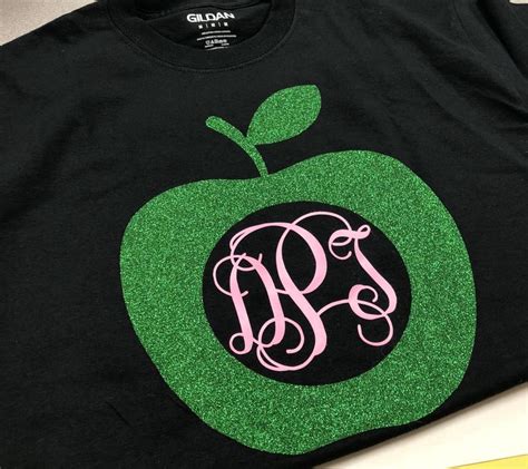 Teacher T Shirt Monogram Teacher Apple T Pink And Green Apple Etsy