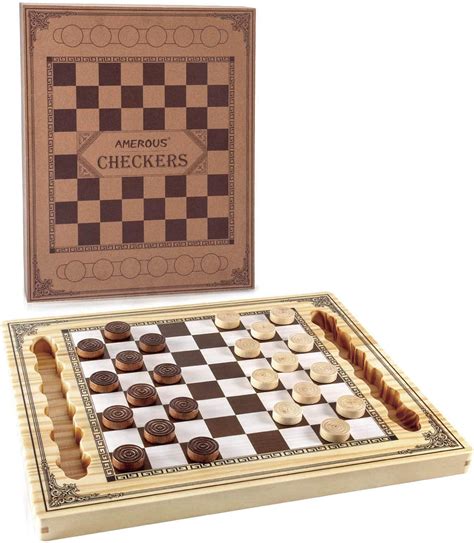 Amerous Wooden Checkers Set Checkers Board Game With