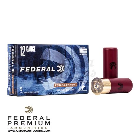 Federal Power Shok 12 Gauge 00 Buckshot 2 3 4 9 Pellets 5 Rounds Omaha Outdoors