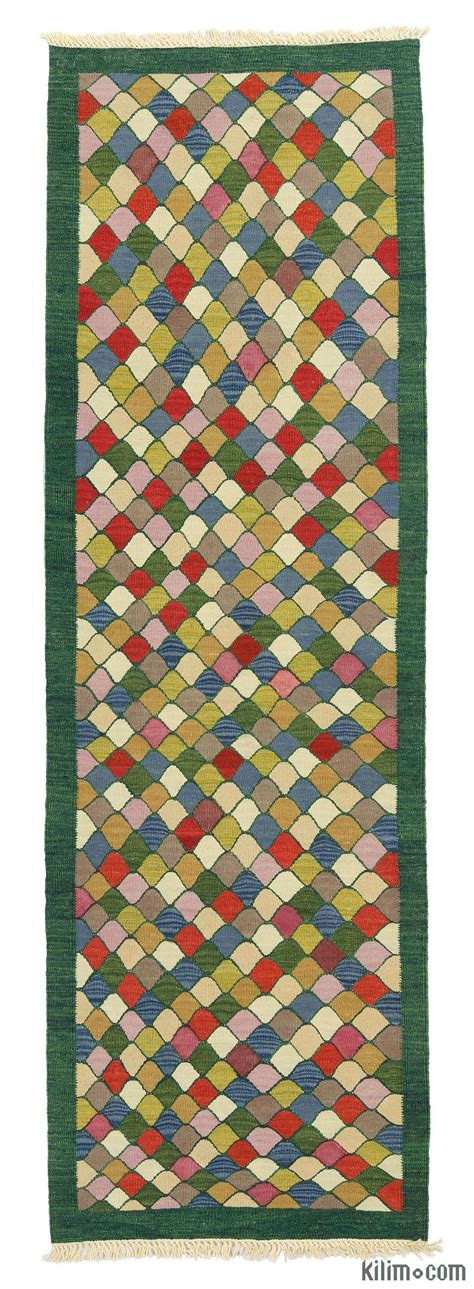 K Green Multicolor New Turkish Kilim Runner Rug