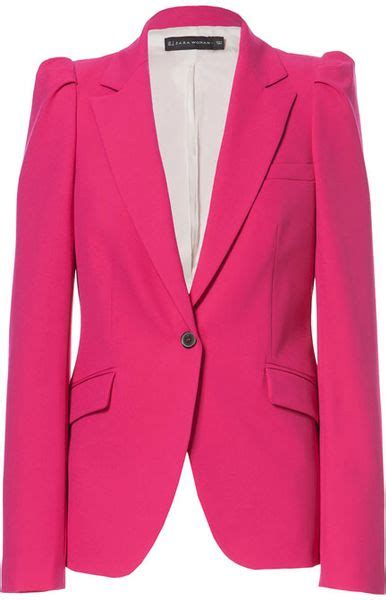 Zara Blazer With Puffed Shoulders In Pink Fuchsia Lyst