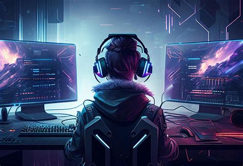 Portrait Of A Male Gamer Playing Online Games On A Computer Cyber