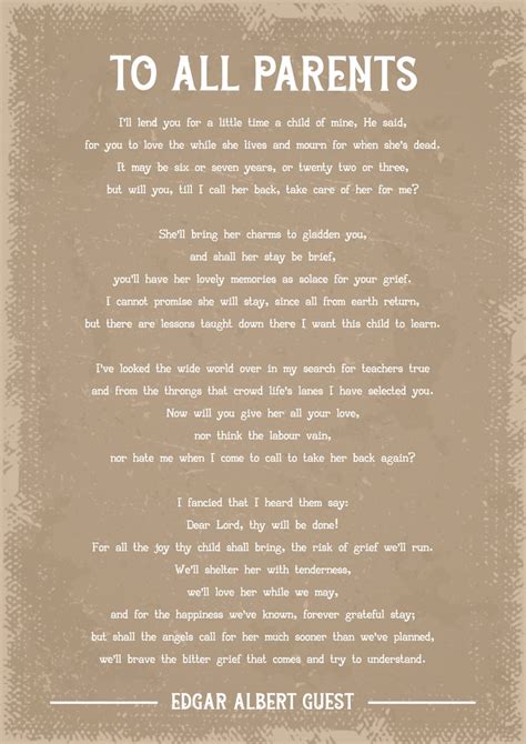 Edgar Albert Guest To All Parents Poem Art Print Etsy