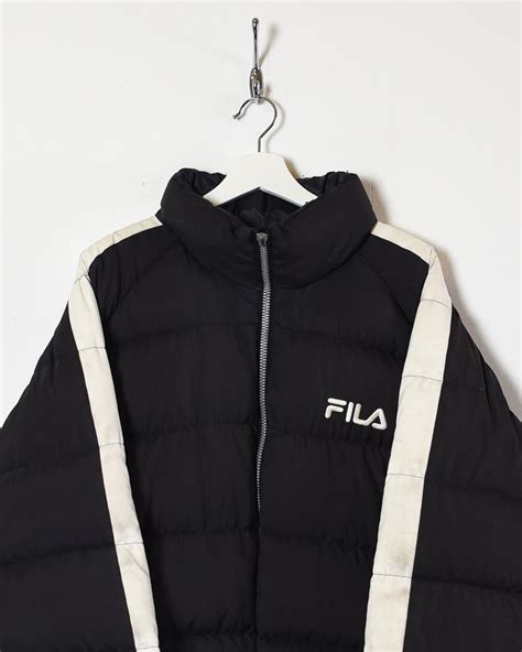 Vintage 90s Black Fila Puffer Jacket X Large Polyester Domno Vintage