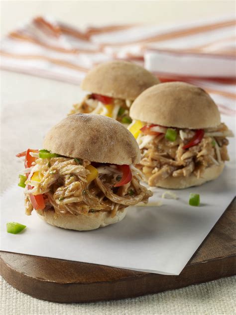 Pulled Chicken Sliders With Mango Barbecue Sauce And Pepper Jicama Slaw