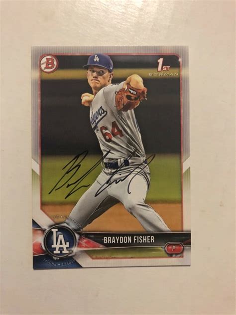 Los Angeles Dodgers BRAYDON FISHER Signed 2018 Bowman Card EBay