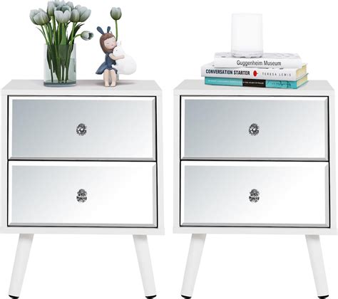 Lazzo Mirrored Nightstand Set Of 2 White