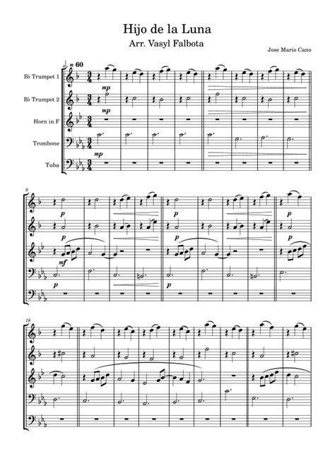 Hijo De La Luna Arr Vasyl Falbota By Mecano Sheet Music For Brass