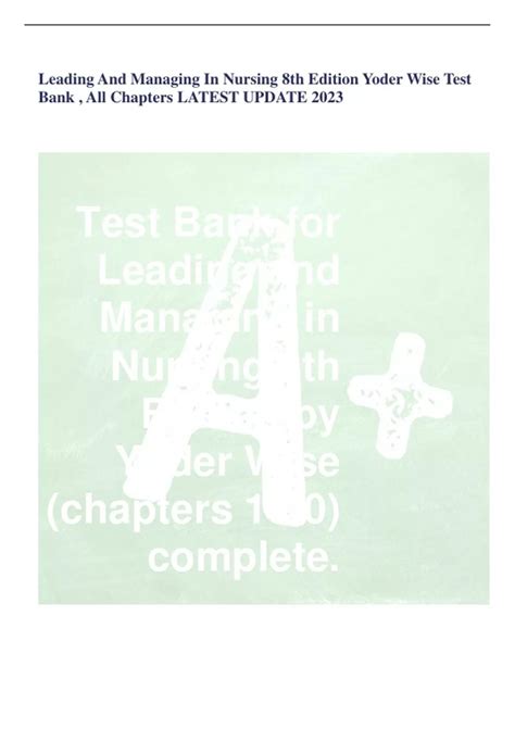 Leading And Managing In Nursing Th Edition Yoder Wise Test Bank All