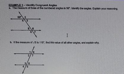 Solved Example Identify Congruent Angles A The Measure Of Three Of