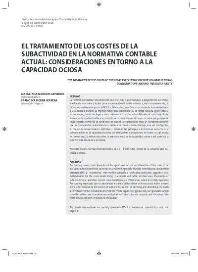 El Tratamiento De Los Costes De La Subactividad En La Normativa