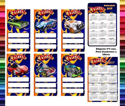 Etiquetas Escolares Hot Wheels Coches Autos Imprimibles S En Mercado Libre