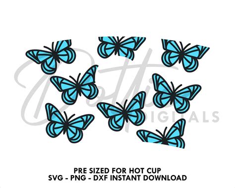 Butterfly Sbux Hot Cup SVG PNG DXF Butterflies Cutting File Etsy