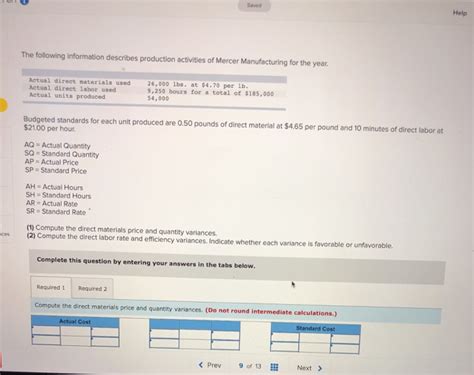 Solved 1 Compute The Direct Materials Price And Chegg