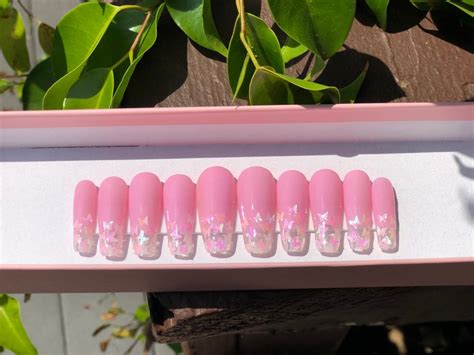 Light Pink Butterfly Nails Pink Nails Pink Butterflies - Etsy