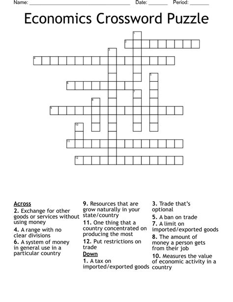 Economics Crossword Puzzle Wordmint