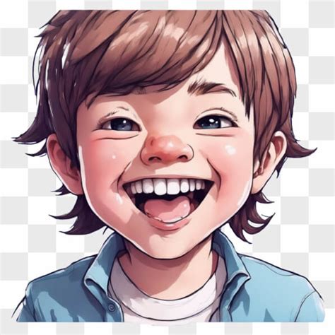 Download Cheerful Cartoon Character With Brown Hair And Blue Eyes