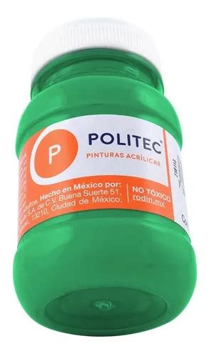 Pintura Acrílica Politec Bote 100 Ml Colores Color Verde Claro No 312