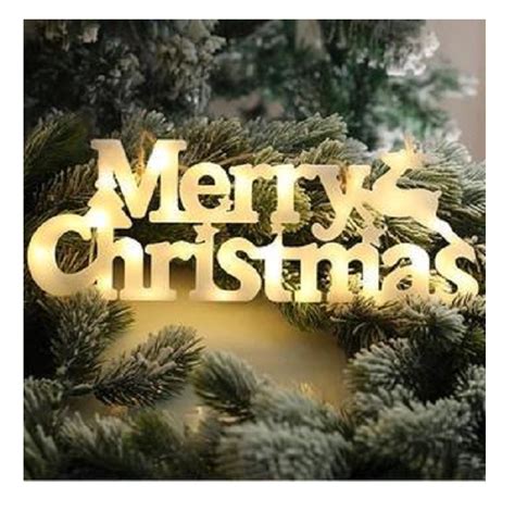 Merry Christmas Lights Door Sign Letters Battery Operated LED Wreaths ...