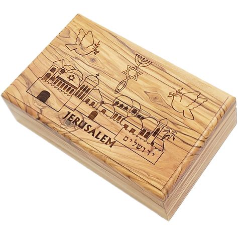 Engraved Messianic Jerusalem Wooden Box Made In Israel