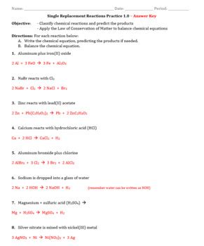 Chemistry Double Replacement Reaction Worksheet Practice Reactions