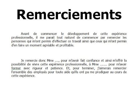 Exemple De Lettre De Remerciement Rapport De Stage 3eme