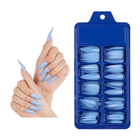 Colored Long Stiletto Press On Nails Full Cover Pointys False Nails Artificial Fingernails Women