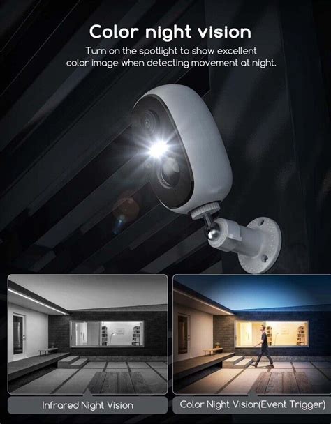 Cooau 2k Security Camera Outdoor Wireless With Rechargeable Battery White Ebay