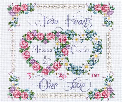 Janlynn Rgramp47728 Two Hearts One Love Counted Cross Stitch Kit 14x12 Multi