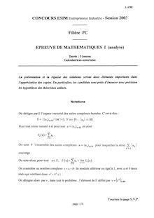 Epreuve de Mathématiques I 2003 Classe Prepa PC Concours ESIM