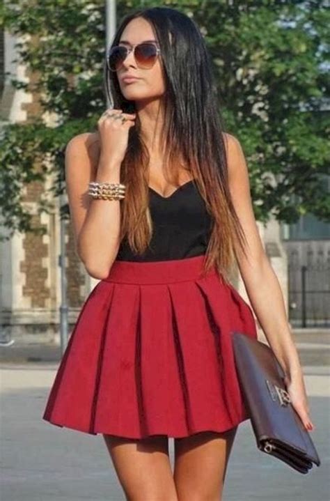 Red Skater Skirt Outfits On Stylevore