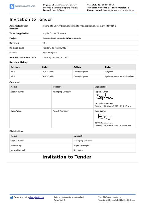 Invitation To Tender Template Better Than Word And Pdf Use It Free