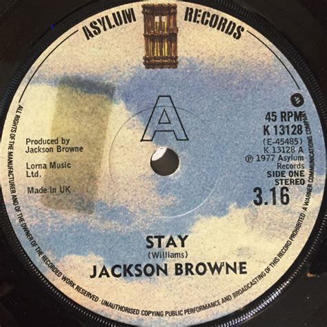 Jackson Browne Stay Vinyl 7 45 Rpm Single 1977 [r3519552] Discogs