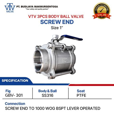 Vtv 3pcs Ball Valve Ss316 Screw 1000 Wog Bspt 1 Inch Bjmsonlinecom