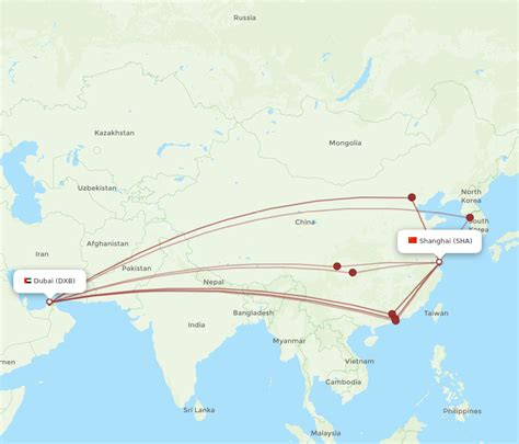 All Flight Routes From Dubai To Shanghai Dxb To Sha Flight Routes