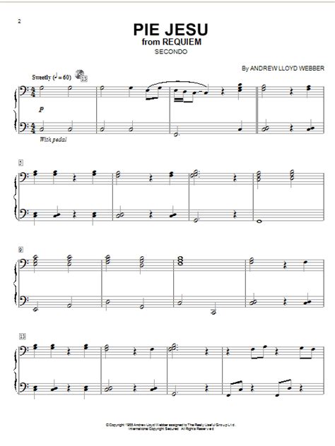 Pie Jesu From Requiem Sheet Music By Andrew Lloyd Webber Piano Duet