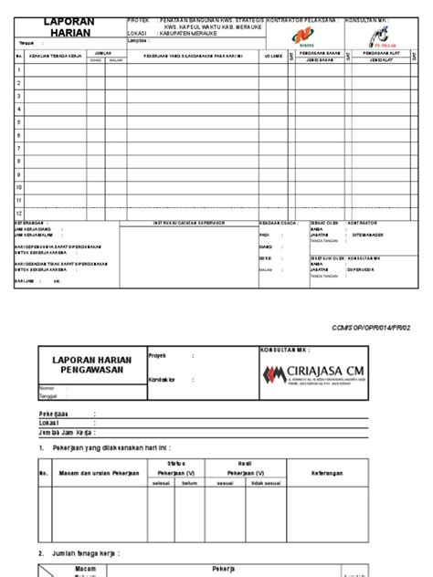 Form Laporan Harian Pdf