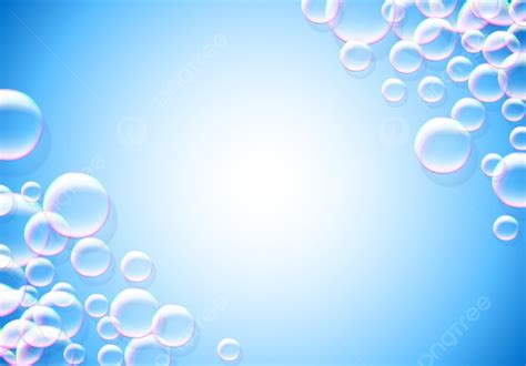 Soap Bubbles Blue Background With Rainbow Colored Airy Foam Vector