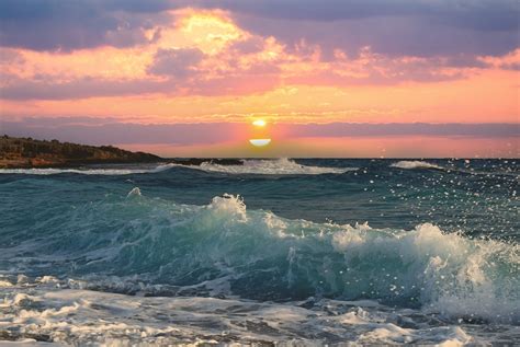 Sea Waves Sunset Free Photo On Pixabay