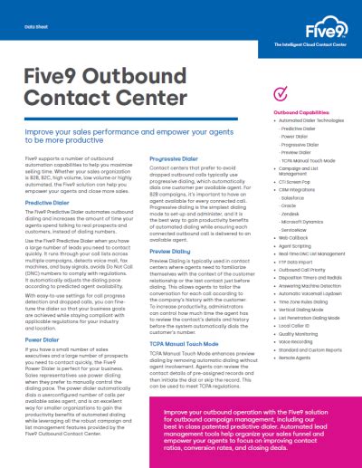 Datasheet Outbound Cloud Contact Center Five9