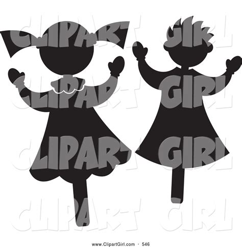 Clip Art Of A Pair Of Happy Little Girls Or Stick Puppets By Alexia