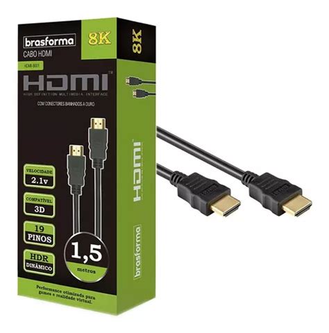 Cabo Hdmi 8k 2 1 Ultra Hd Gold 1 5m Hdr Dinâmico 1 5 Metros Escorrega