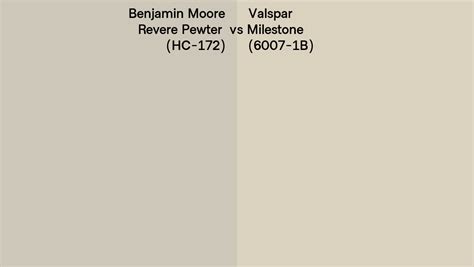 Benjamin Moore Revere Pewter Hc 172 Vs Valspar Milestone 6007 1b