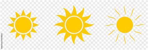 Vector Set Of Sun Icon On Isolated Transparent Background Png Sun