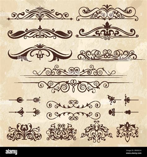 Vintage Frame Elements Calligraphy Borders And Corners Filigree