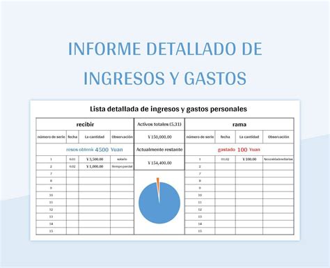 Plantillas Informe Detallado De Ingresos Y Gastos Para Excel Gratis Y