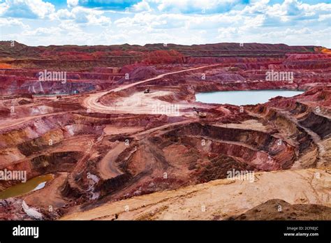 Aluminium Ore Quarry Blue Quarry Lake In Bauxite Mine Open Cast Open