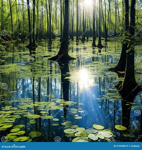 Swamps Are The Lungs Of The Earth, Swampy Atmospheric Background Stock
